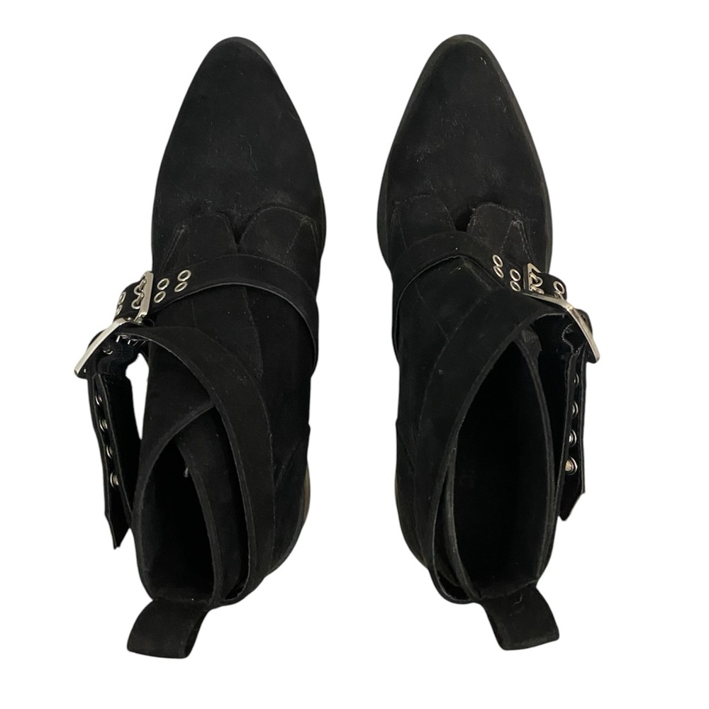 H&M Divided Black Faux Suede Ankle Boots Double Buckle Size 8 - Picture 4 of 8